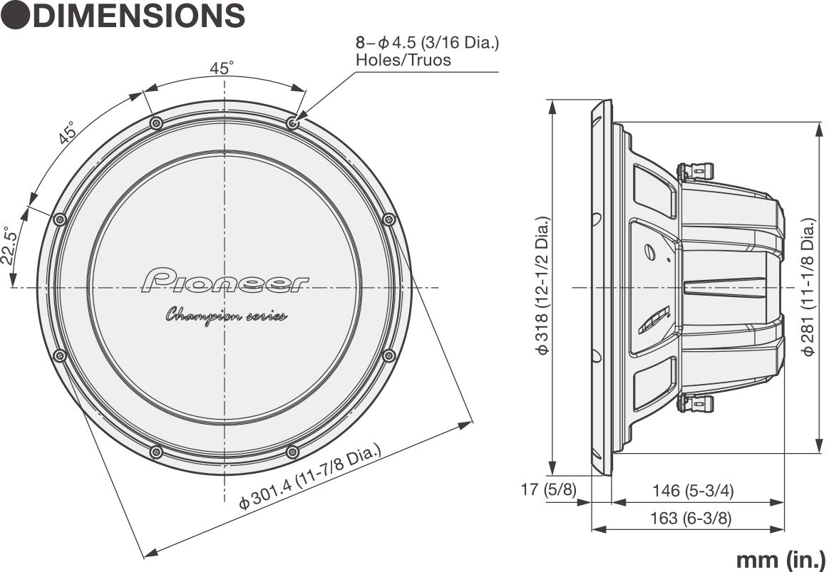 Subwoofer Pioneer 12" Doble Bobina (1500W Máx) - TS-W32D4