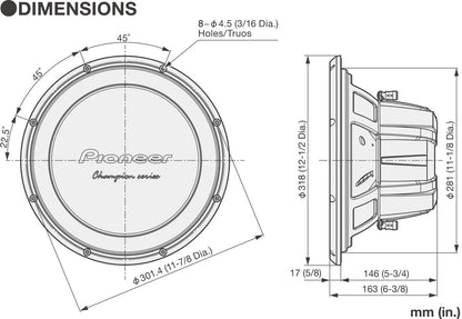 Subwoofer Pioneer 12" Doble Bobina (1500W Máx) - TS-W32D4